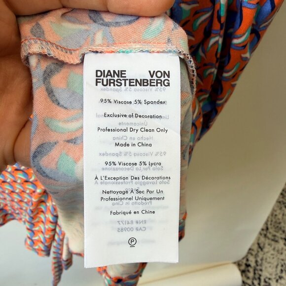 Diane von Furstenberg Didi Dress geometric Print Women’s, blue/orange Size M - Picture 9 of 12